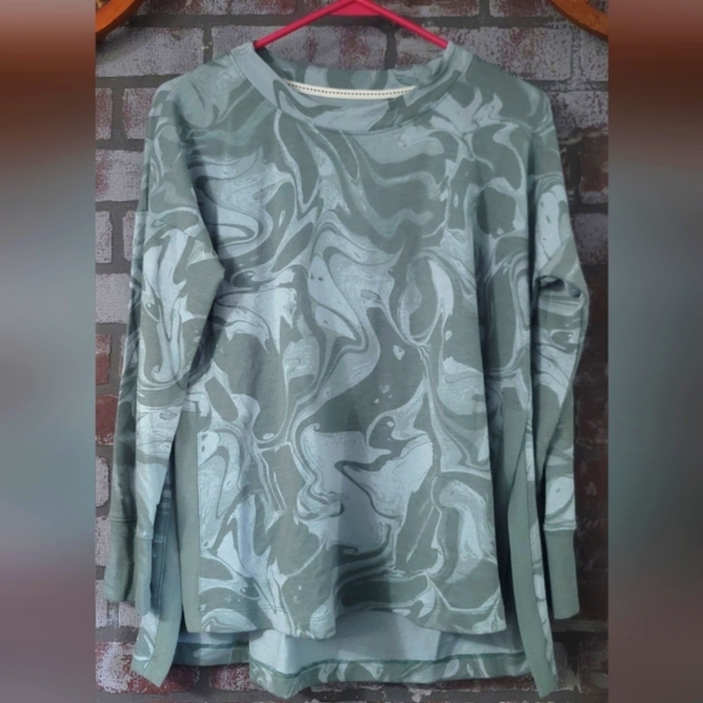 Green Pullover Terry Wonderly Sweater Swirl Sweatshirt